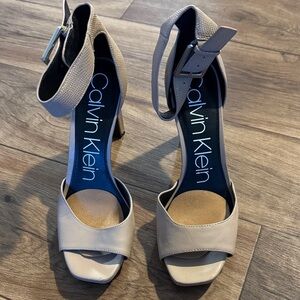 Calvin Klein Beige Ankle Strap Heels